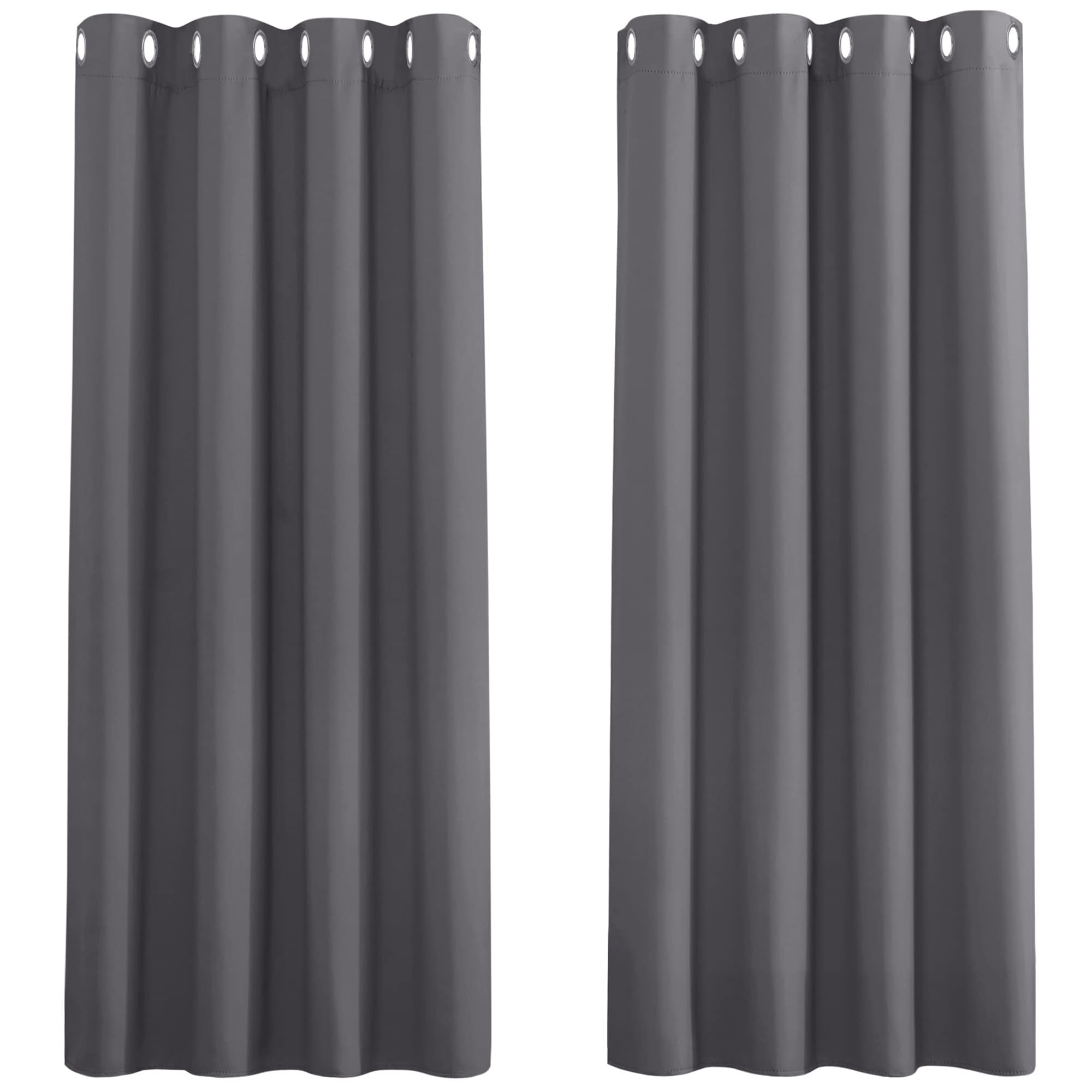 PONY DANCE Grey Blackout Curtains for Bedroom 54 Inch Drop Eyelet Thermal Curtains & Drapes Short Blackout Curtains for Window Treatment Living Room/Kitchen, 2 Panels, W46 X L54, Gray