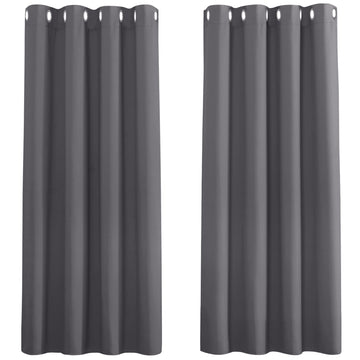 PONY DANCE Grey Blackout Curtains for Bedroom 54 Inch Drop Eyelet Thermal Curtains & Drapes Short Blackout Curtains for Window Treatment Living Room/Kitchen, 2 Panels, W46 X L54, Gray