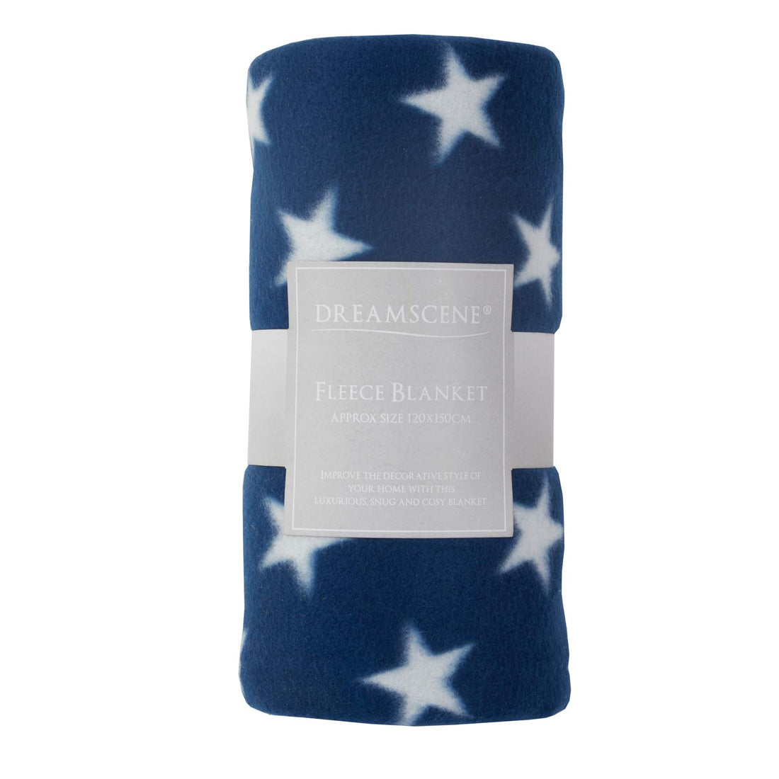 Dreamscene Flannel Fleece Stars Throw Over Bed Warm Soft Blanket Plush for Kids Sofa, Navy Blue - 50" x 60" inch