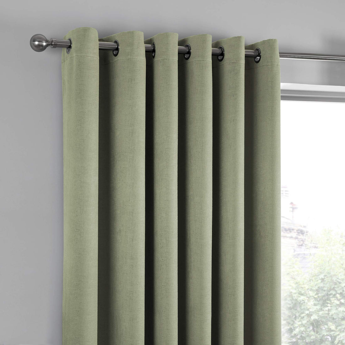 Fusion - Green Curtains W66 x L72" (168 x 183cm) - 2x Panels - Eyelet Curtains in Sage Green - Thermal Curtains for Bedroom/Living Room - Sage Curtains & Drapes - Door Curtains - Strata Collection