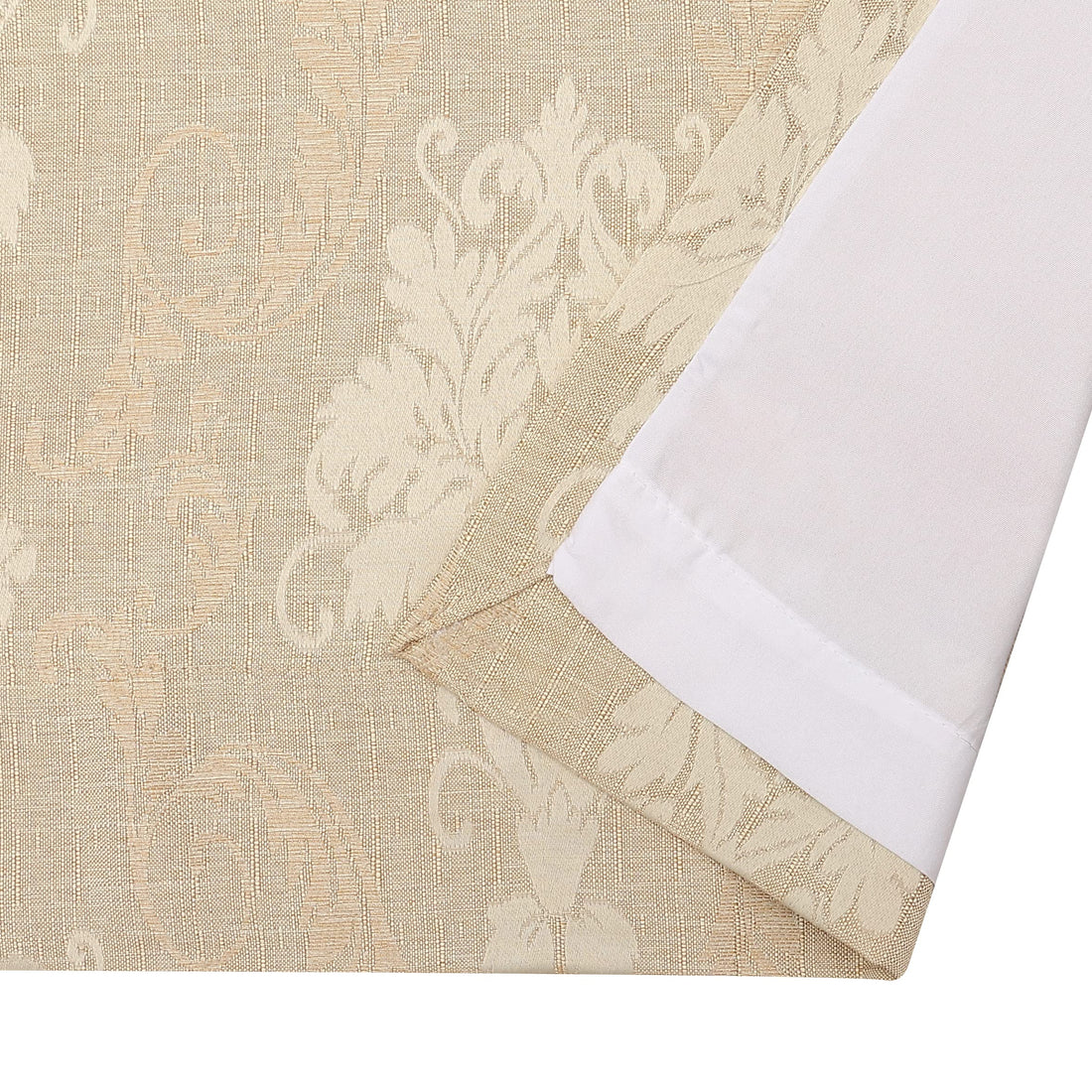 Prime Linens Curtains for Living Room Ring Top Jacquard Curtains Fully Lined Modern Panels Eyelet Curtains for Bedroom with 2 Free Tie Backs (Beige, W 46" x L 54")